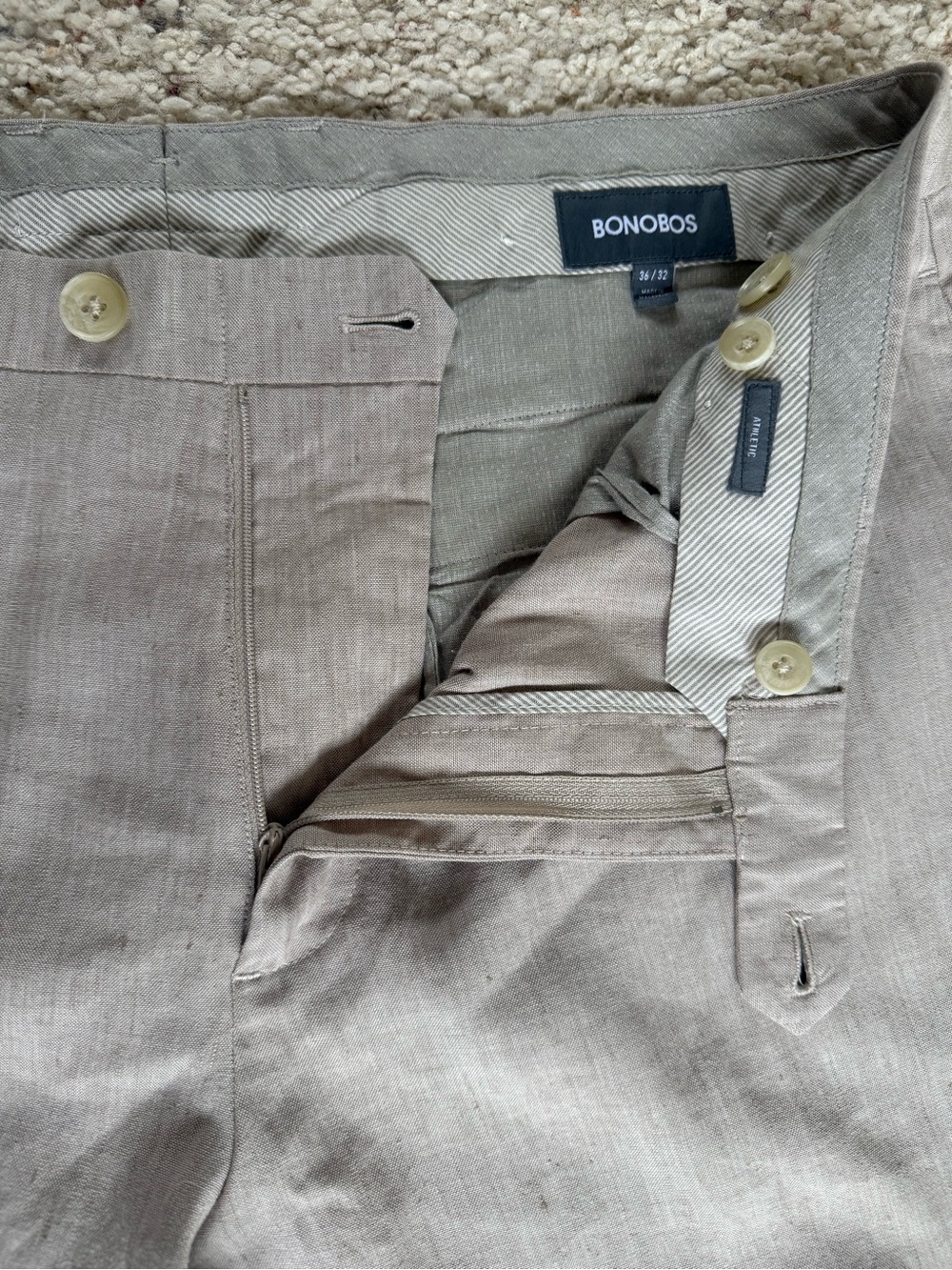 Bonobos Men’s Linen‎ Blend Chino Pants 36x32 Athletic Fit Lightweight Summer - Picture 7 of 12